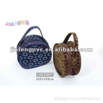 Round Shape Dark Color Elegant Cosmetic Handle Bag